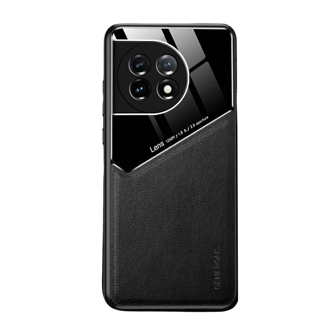 Vintage Leather Magnetic Holder Case - OnePlus 8 | Midnight Black